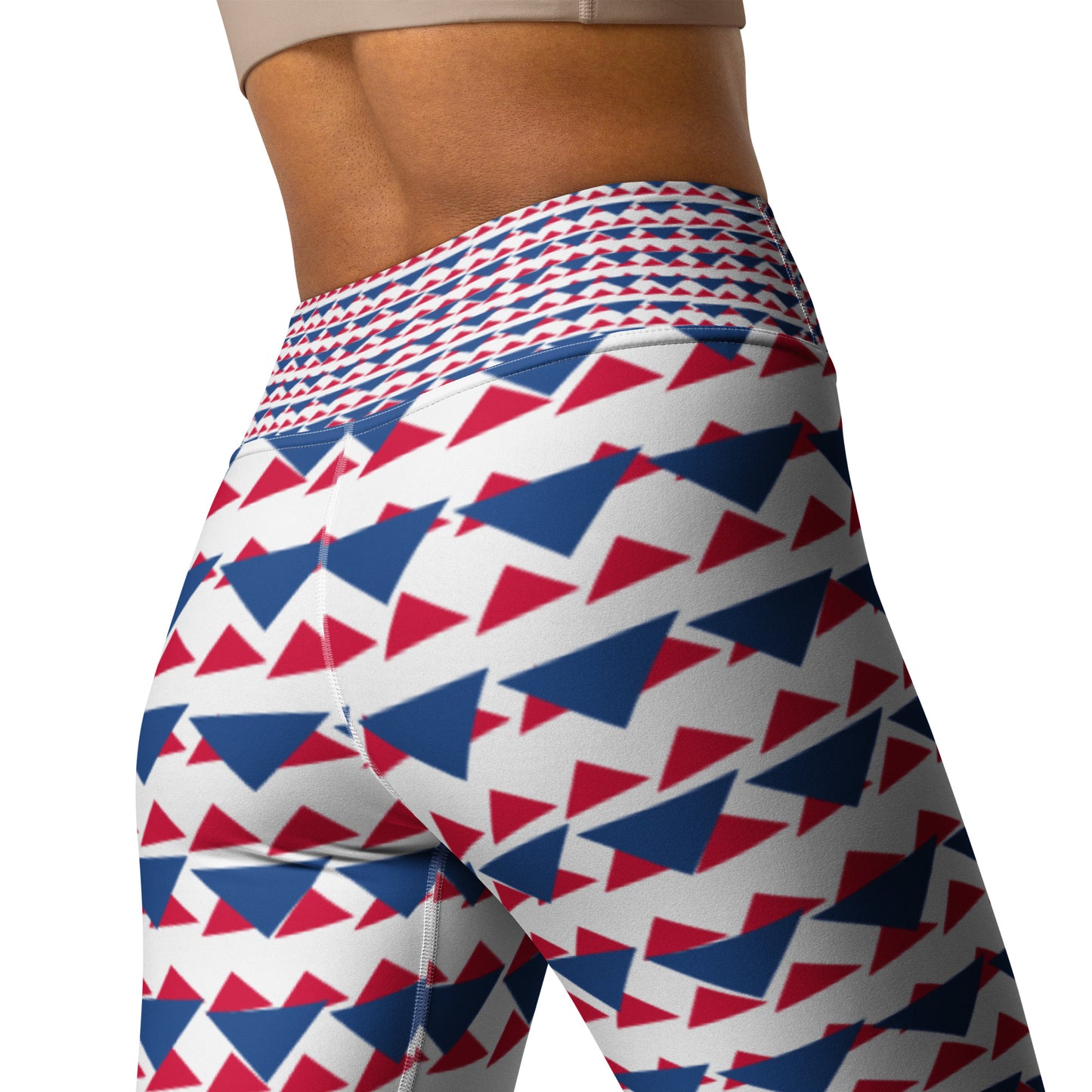 Yoga Leggings Blue and Red Triangles