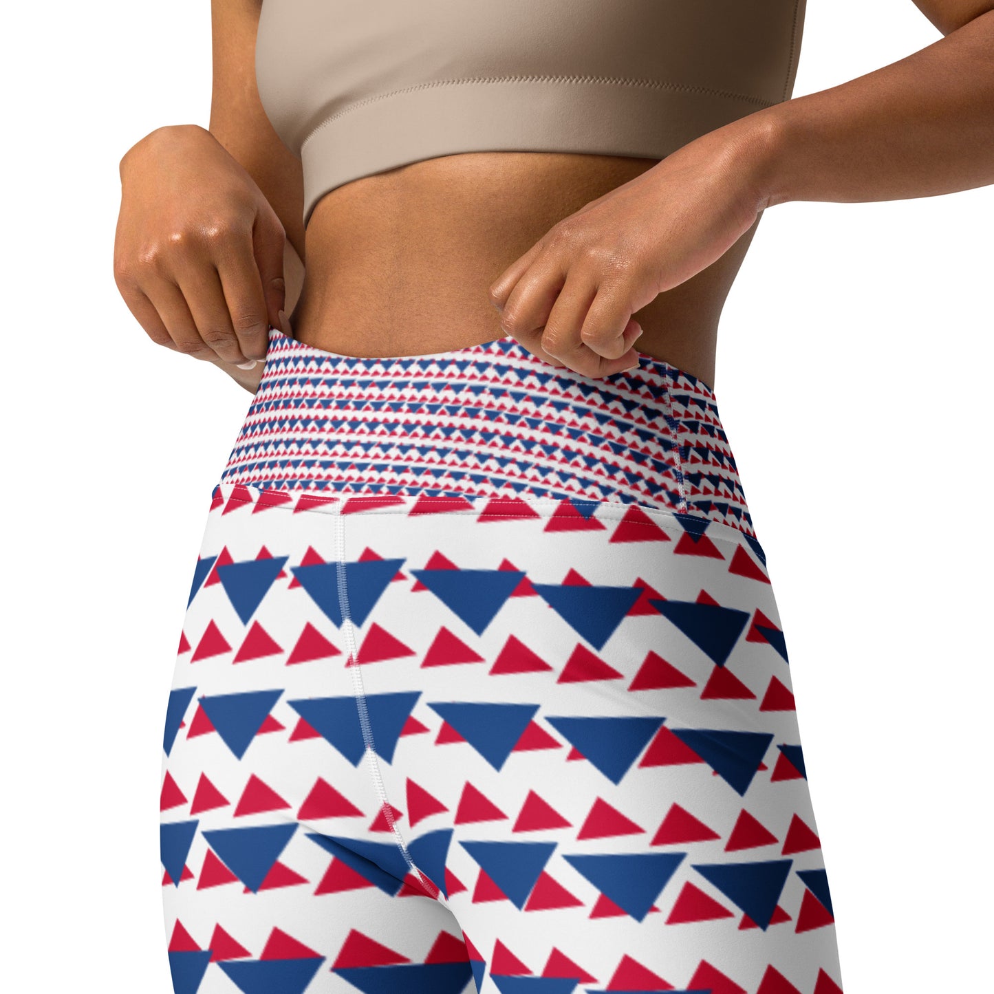 Yoga Leggings Blue and Red Triangles