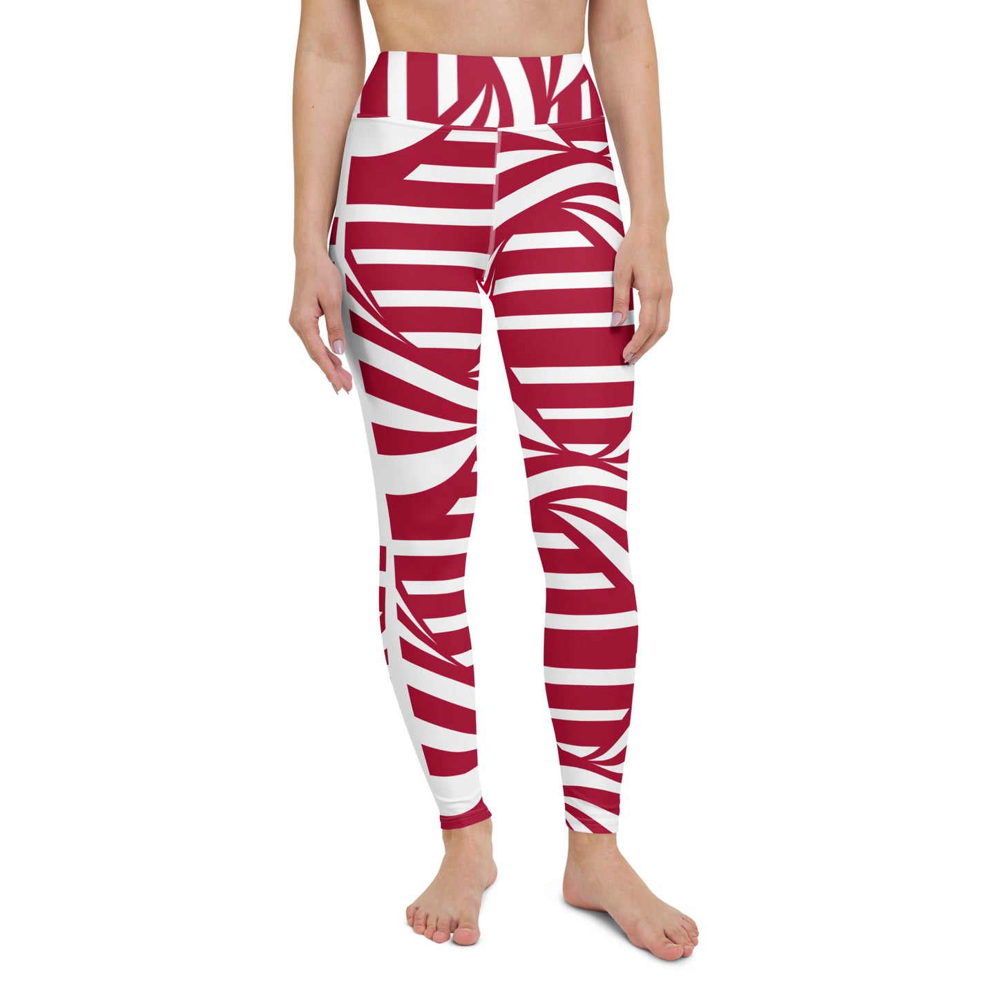 Yoga Leggings with Pocket Radom Stripes Carmine