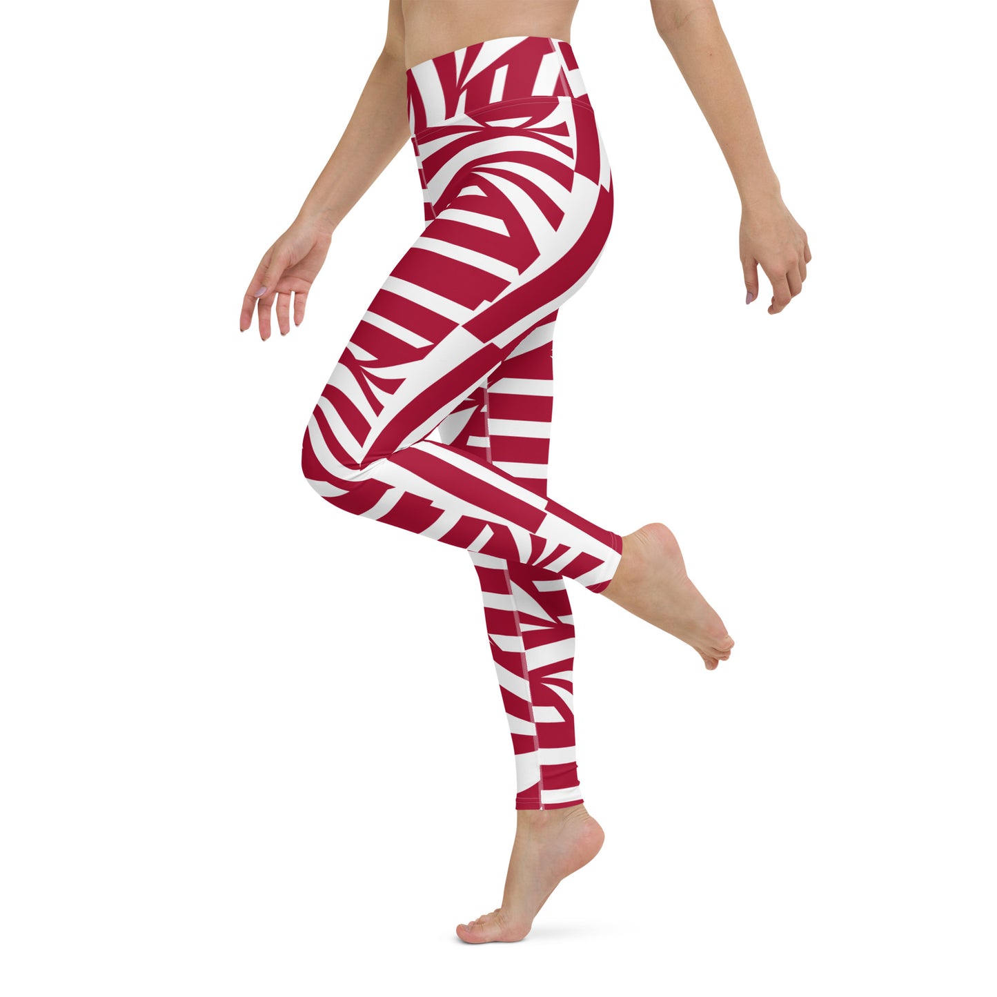 Yoga Leggings with Pocket Radom Stripes Carmine