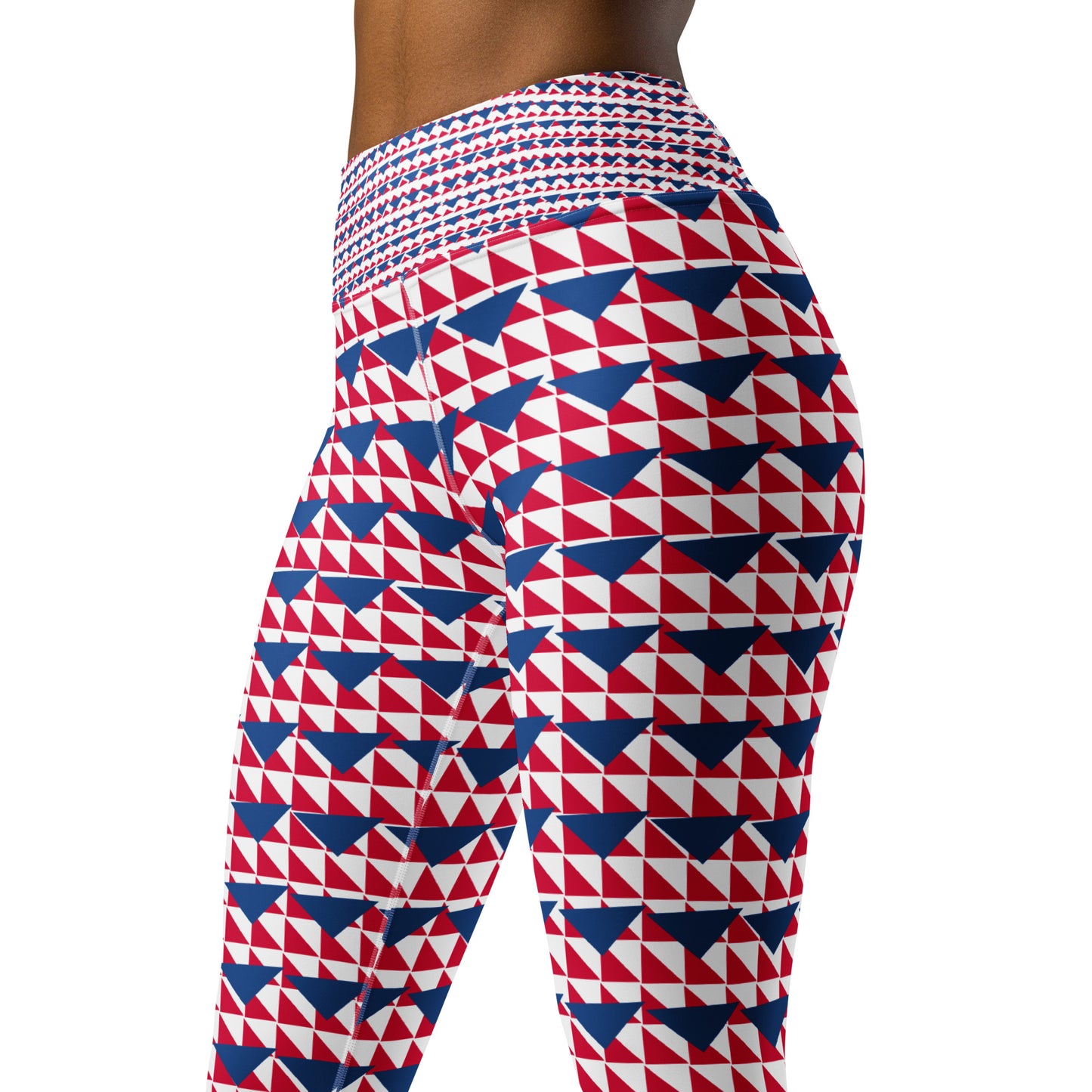 Yoga Leggings Blue and Red Triangles II