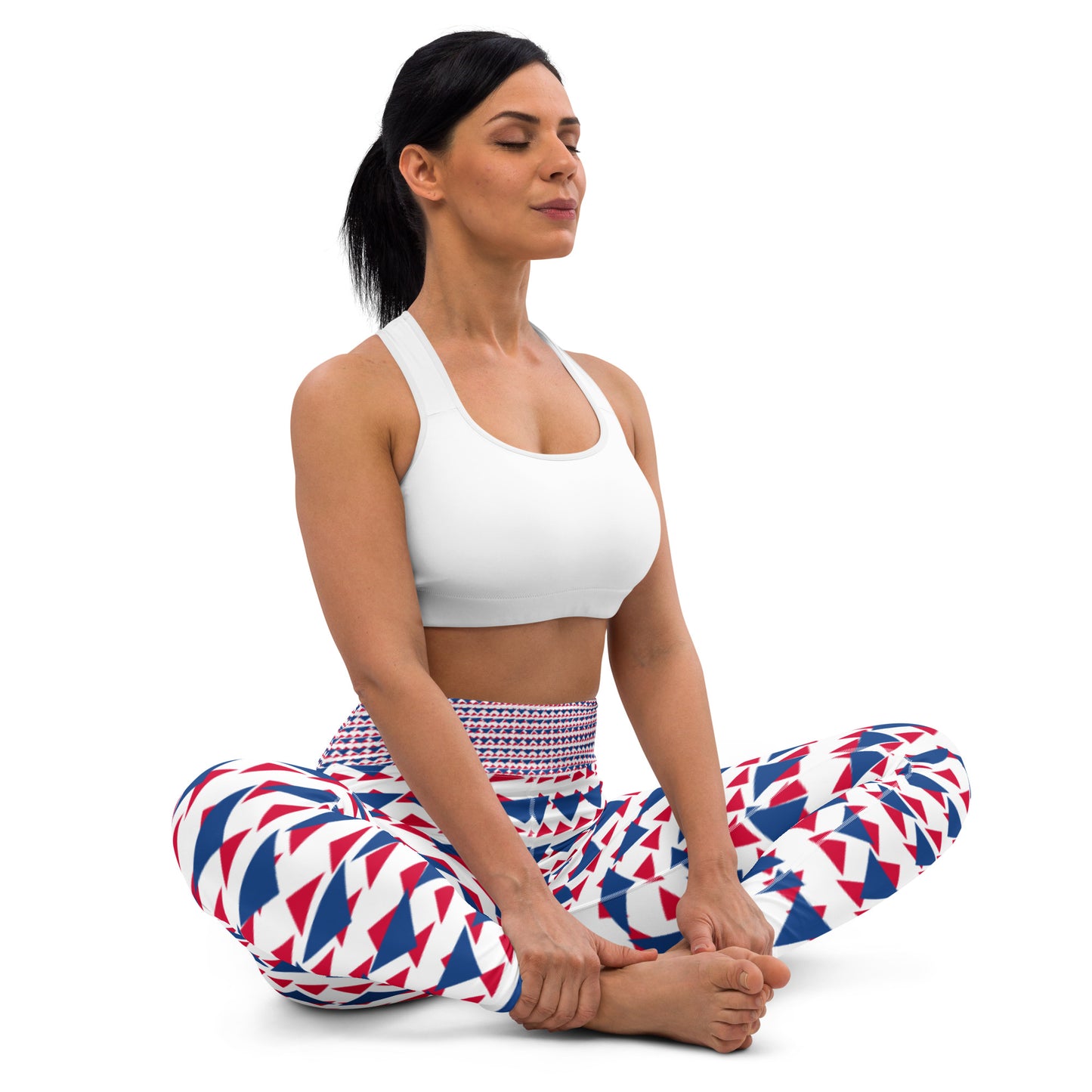 Yoga Leggings Blue and Red Triangles