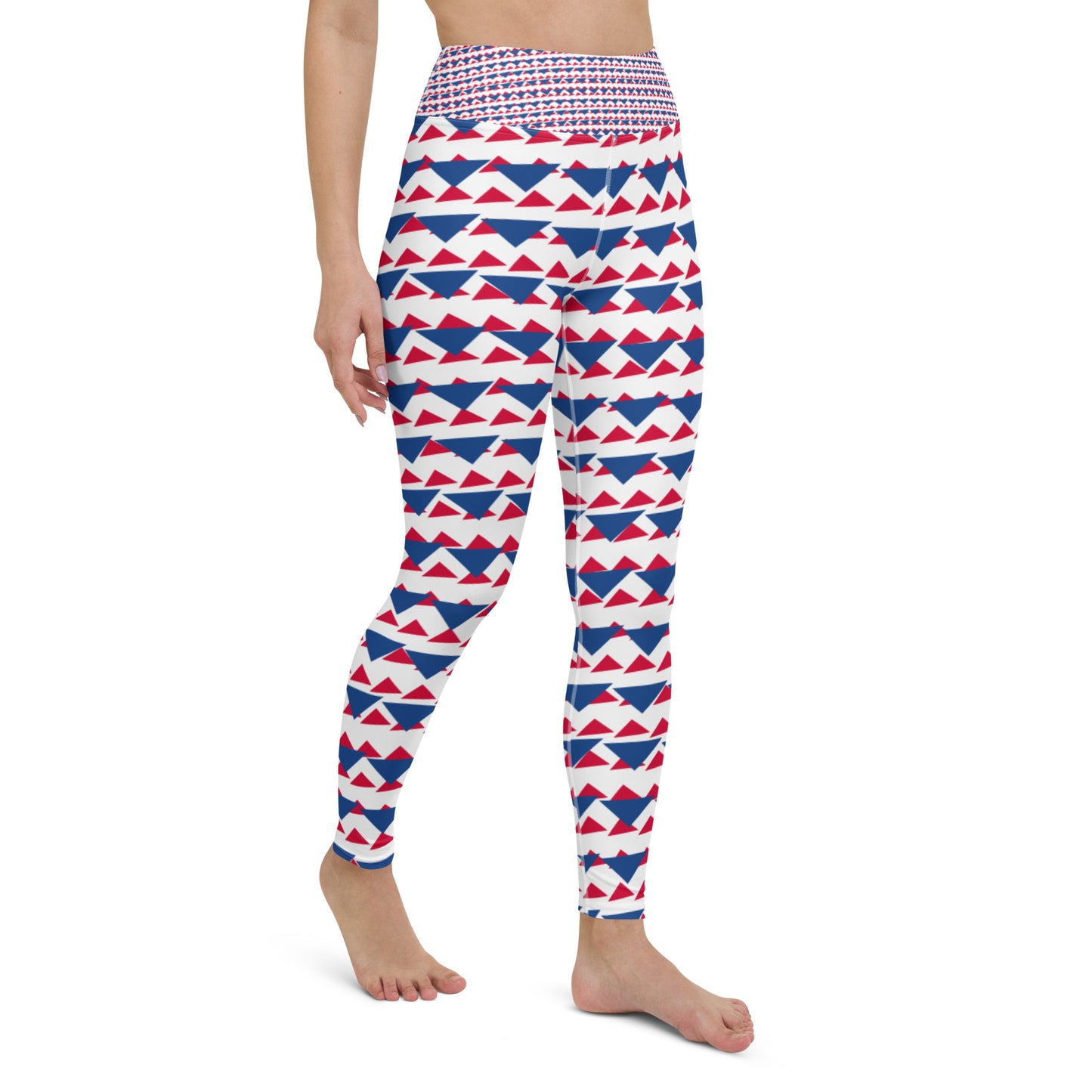Yoga Leggings Blue and Red Triangles