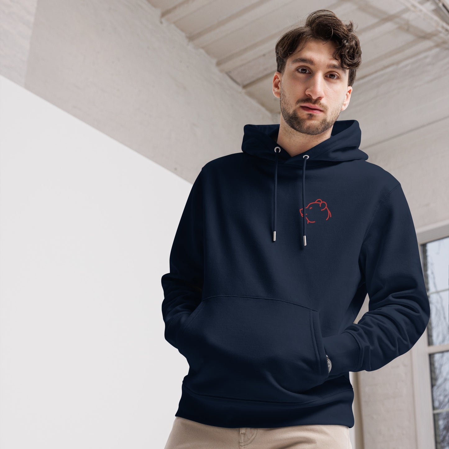 Unisex Essential Eco Hoodie Piggy Embroidery for Man