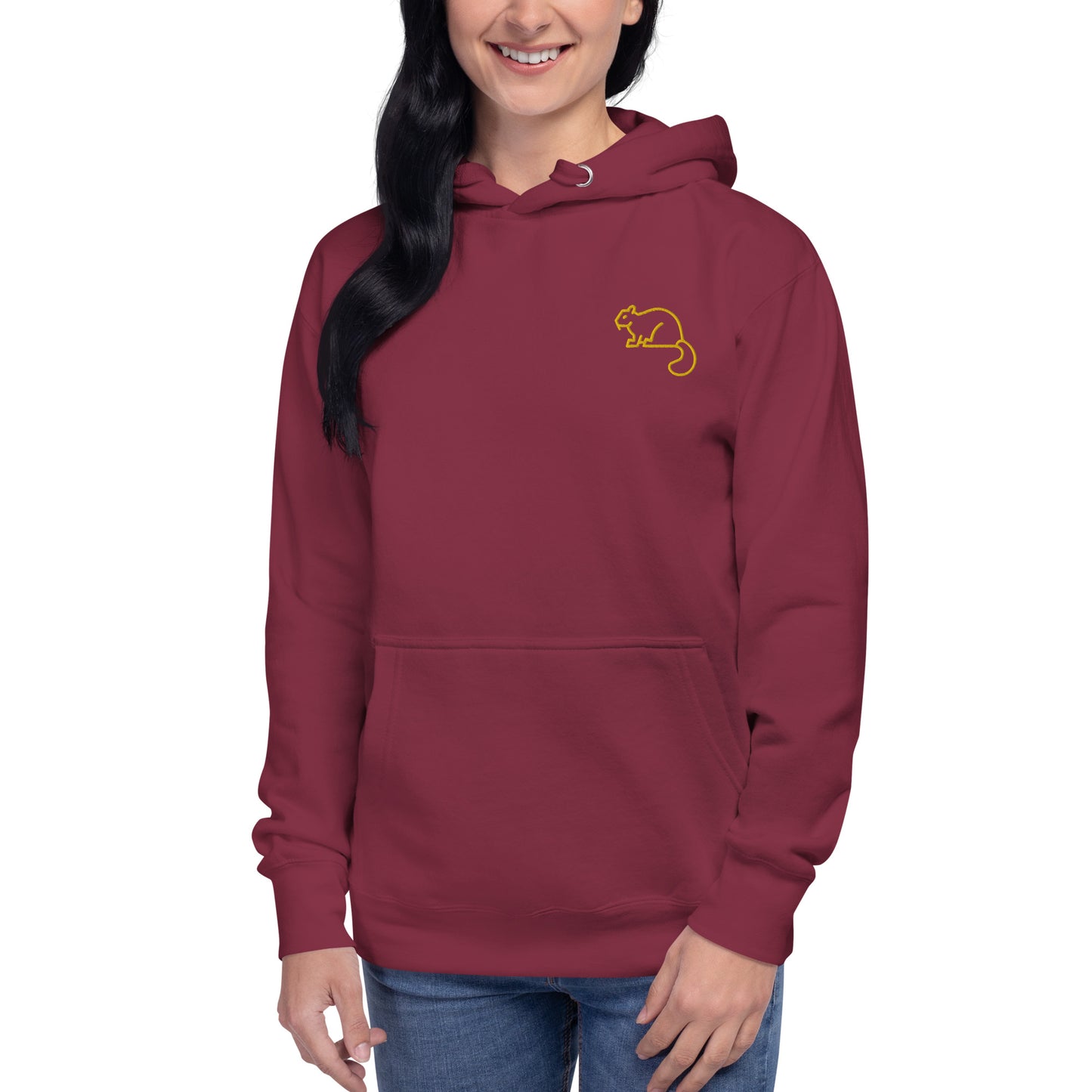Unisex Hoodie Squirrel Embroidery Women