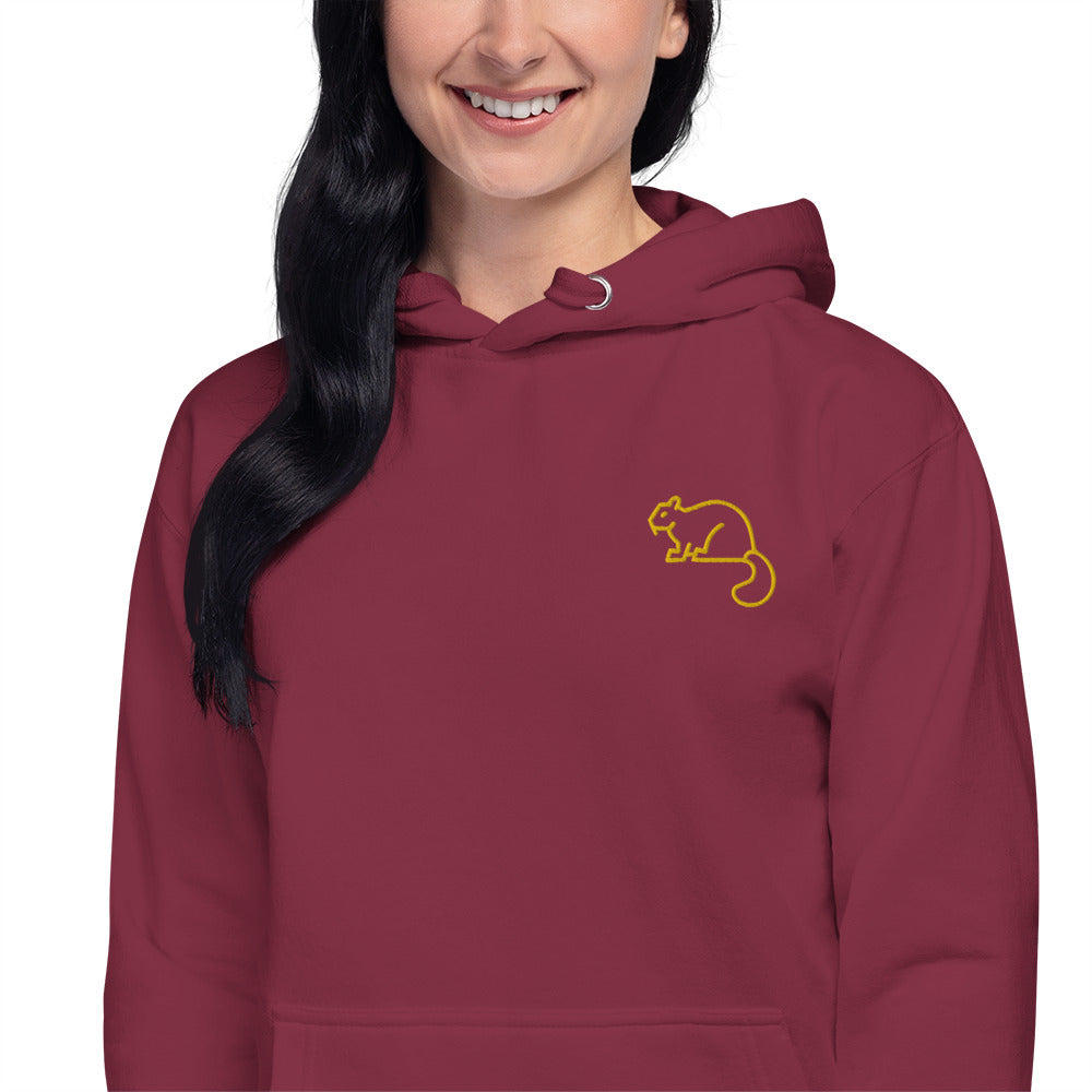 Unisex Hoodie Squirrel Embroidery Women