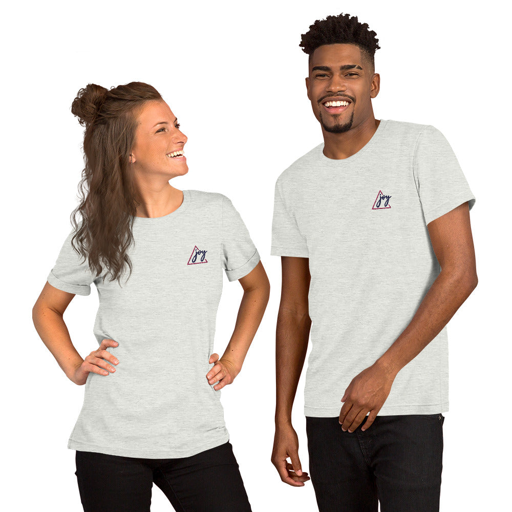 Unisex Short Sleeve Jersey T-Shirt Embroidery Joy for Couple