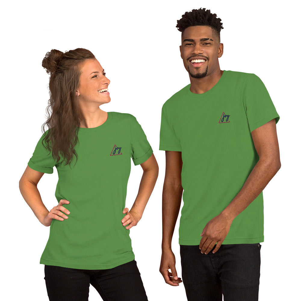 Unisex Short Sleeve Jersey T-Shirt Embroidery Joy for Couple