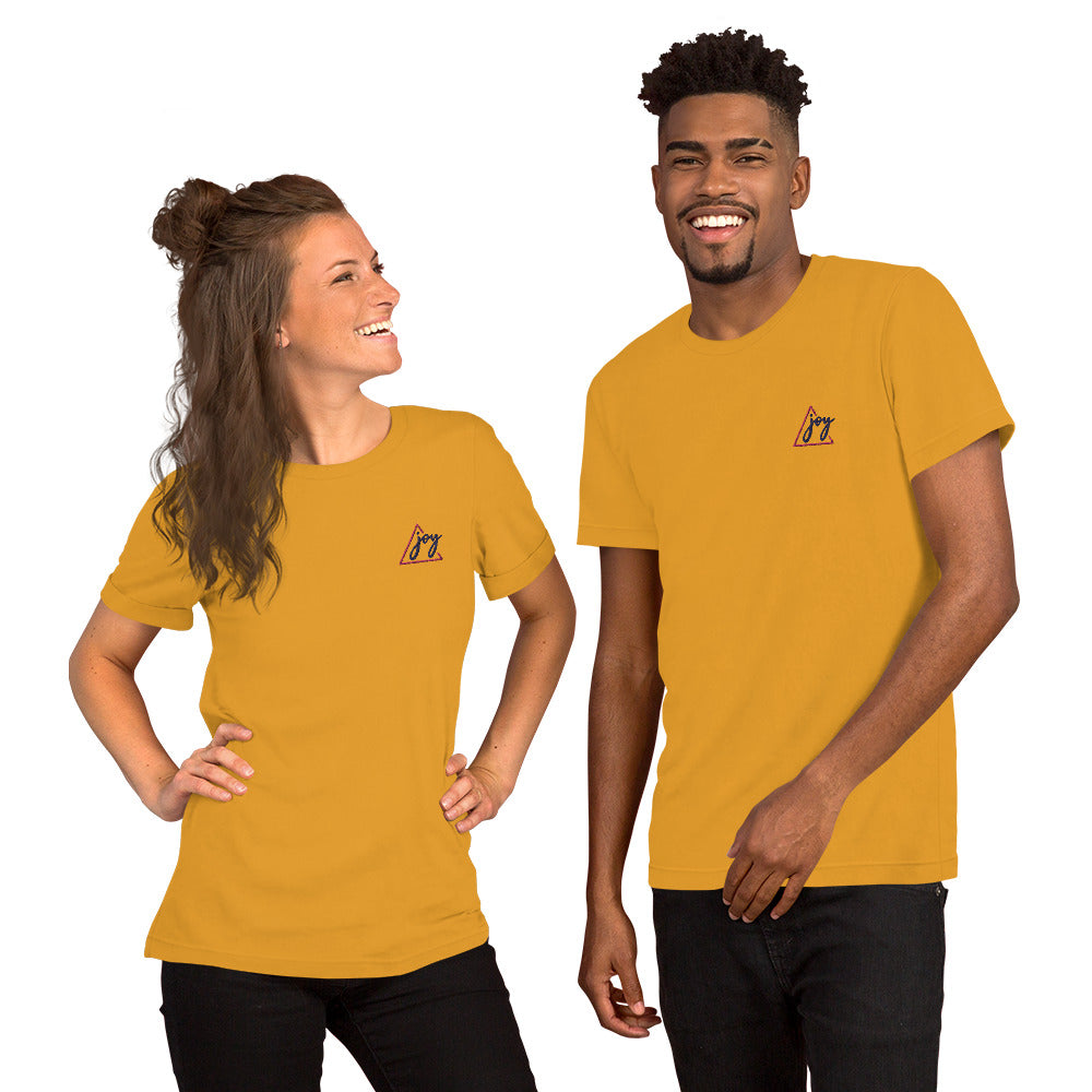 Unisex Short Sleeve Jersey T-Shirt Embroidery Joy for Couple