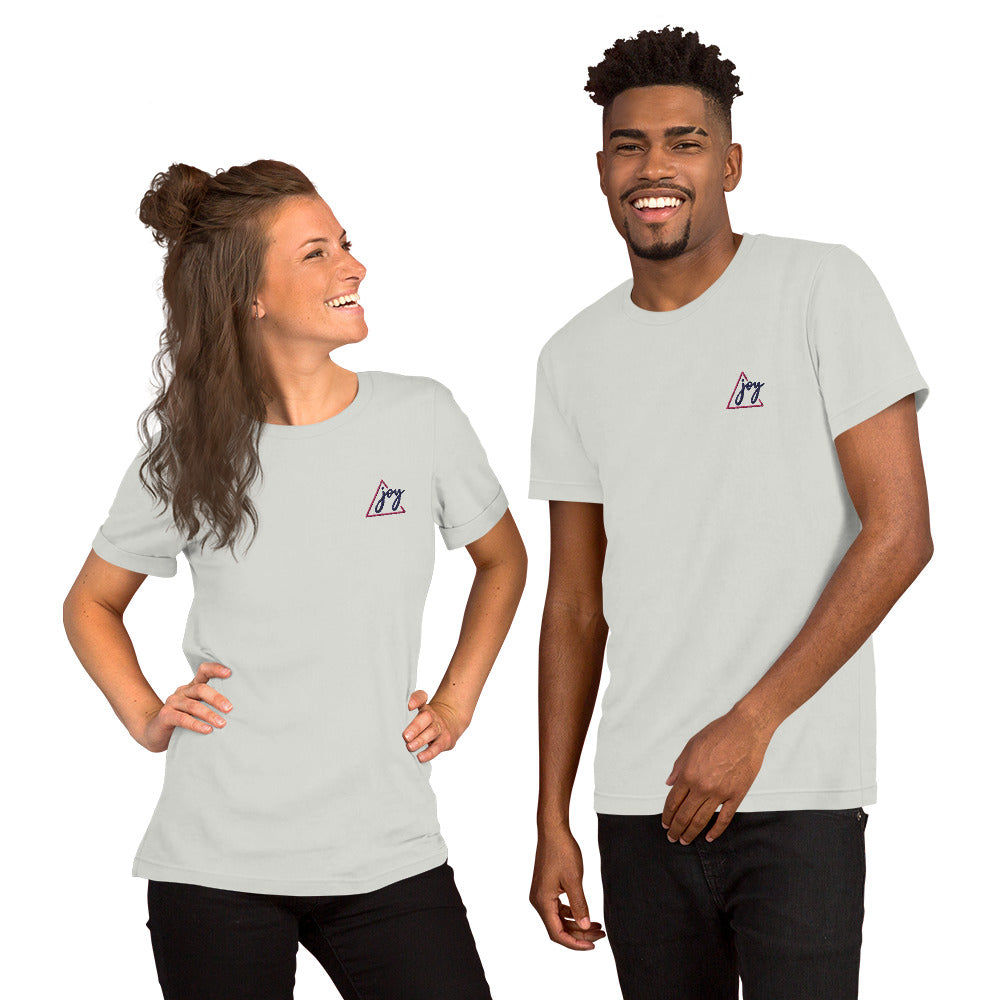 Unisex Short Sleeve Jersey T-Shirt Embroidery Joy for Couple
