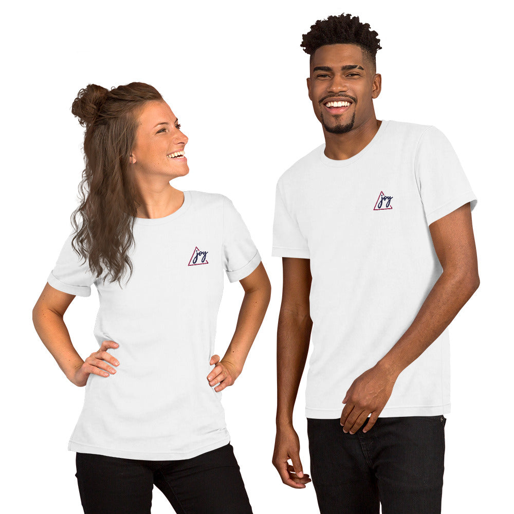 Unisex Short Sleeve Jersey T-Shirt Embroidery Joy for Couple