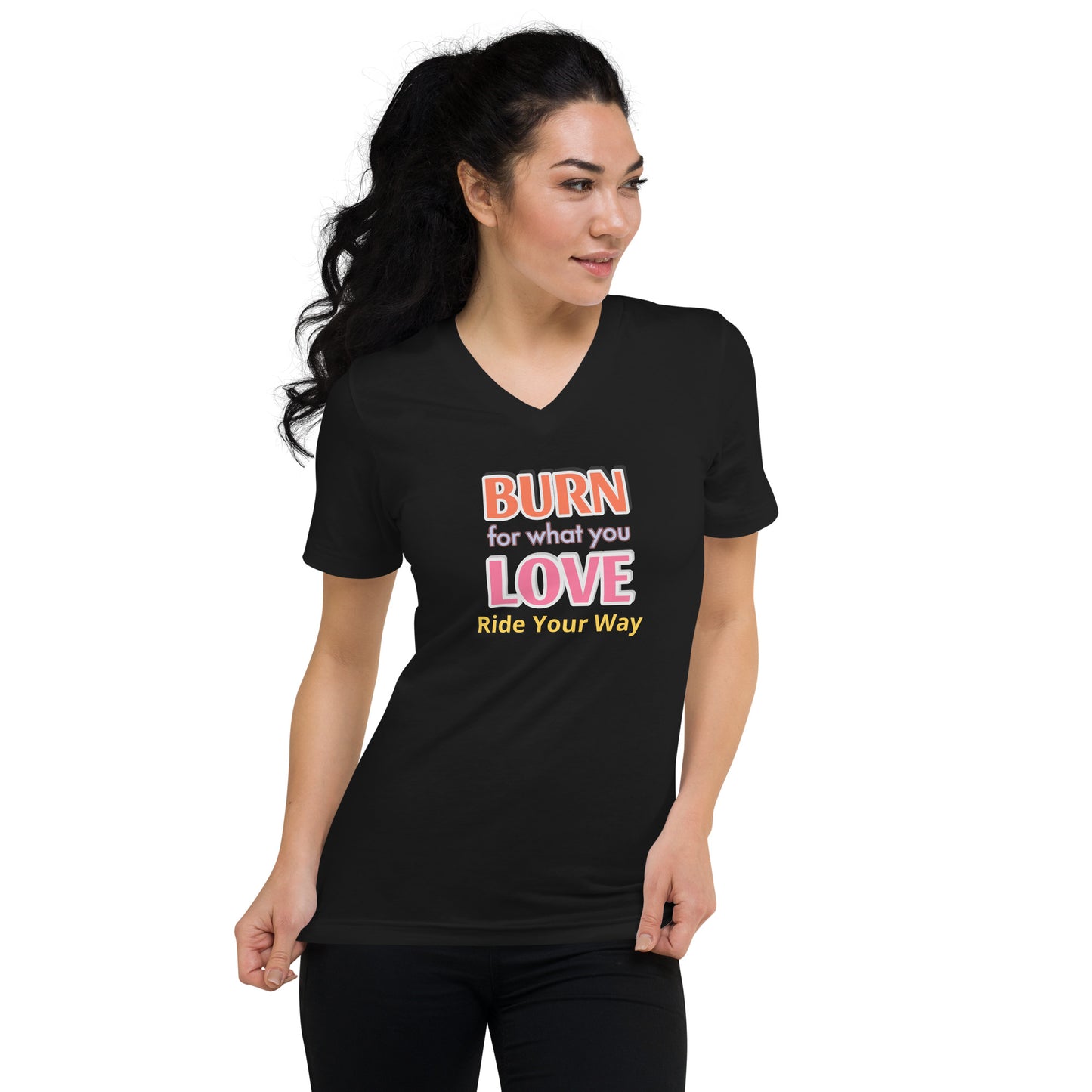 Unisex Short Burn Your Love Sleeve V-Neck T-Shirt