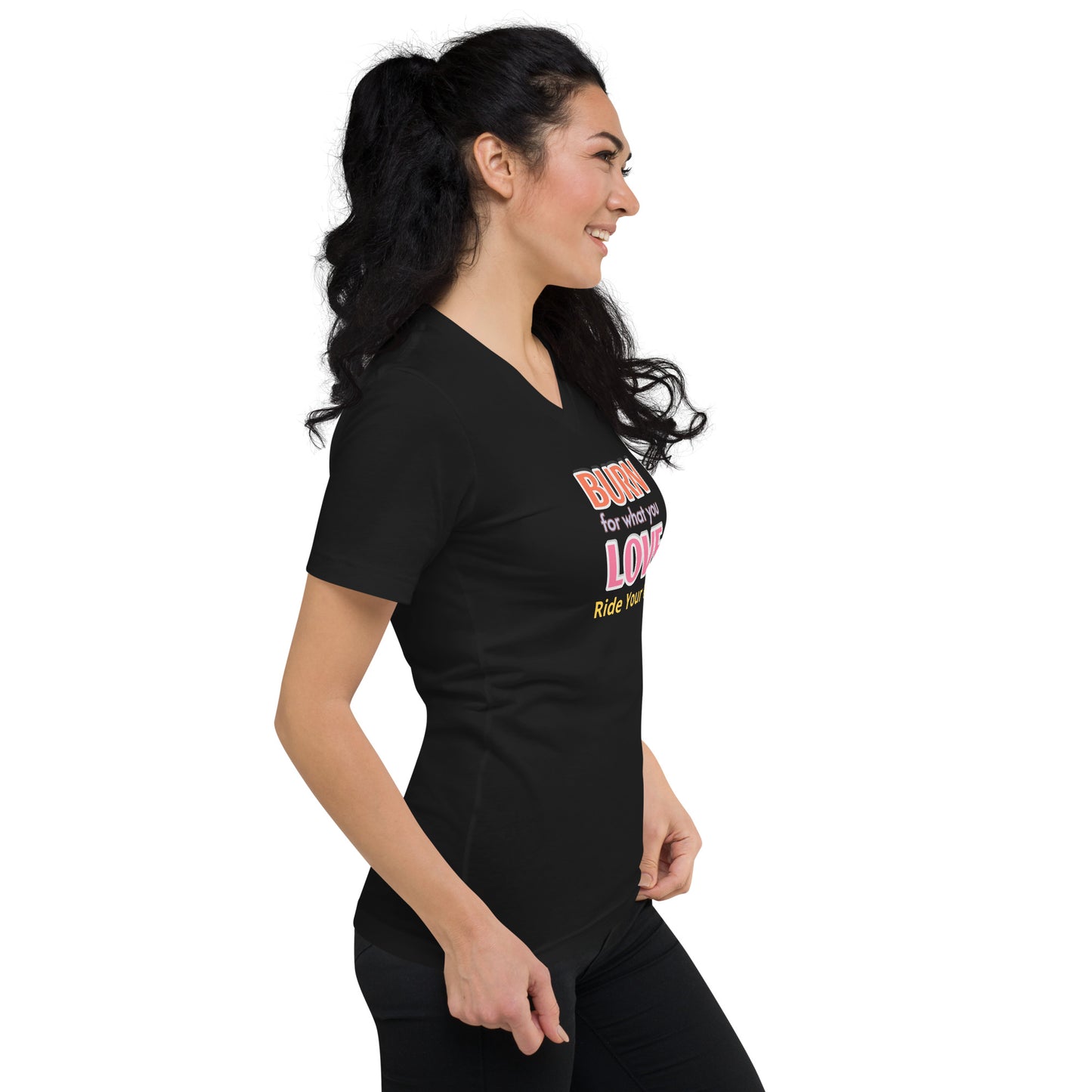 Unisex Short Burn Your Love Sleeve V-Neck T-Shirt
