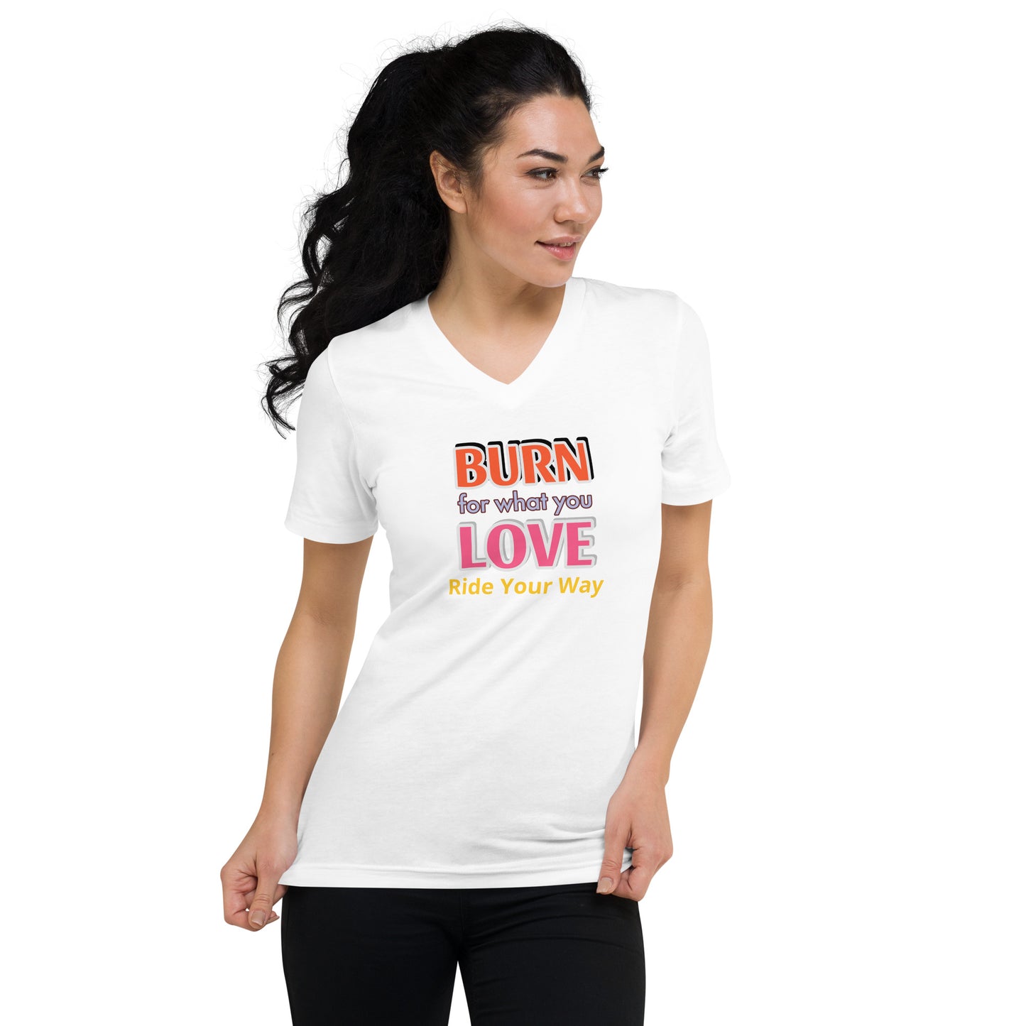 Unisex Short Burn Your Love Sleeve V-Neck T-Shirt