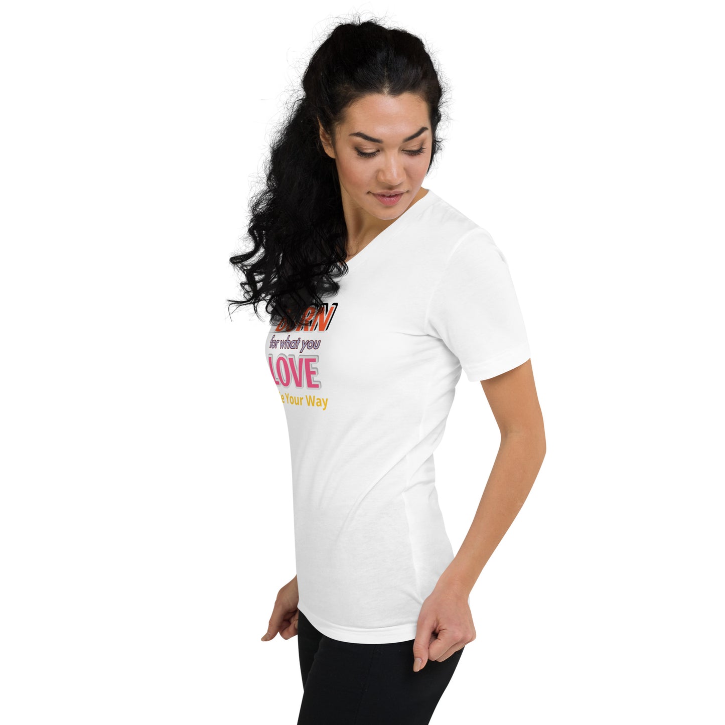 Unisex Short Burn Your Love Sleeve V-Neck T-Shirt