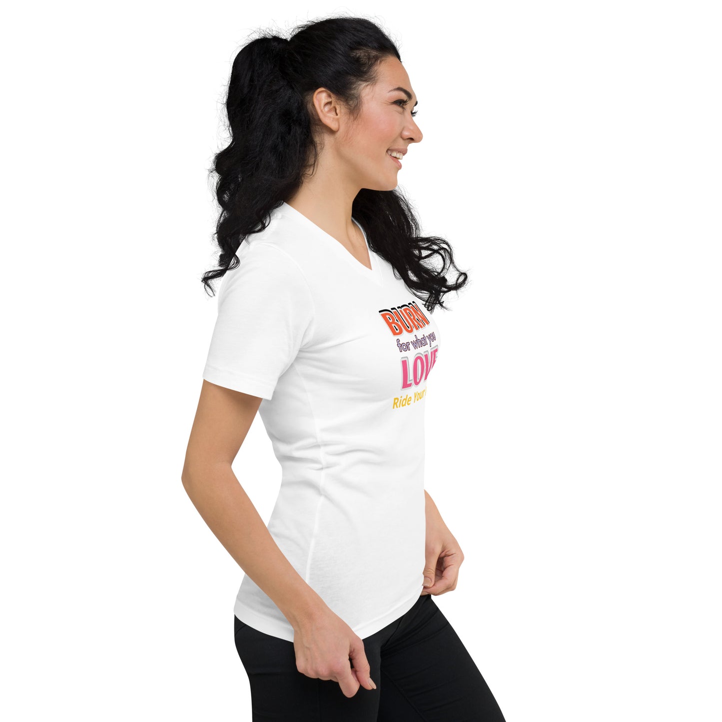 Unisex Short Burn Your Love Sleeve V-Neck T-Shirt