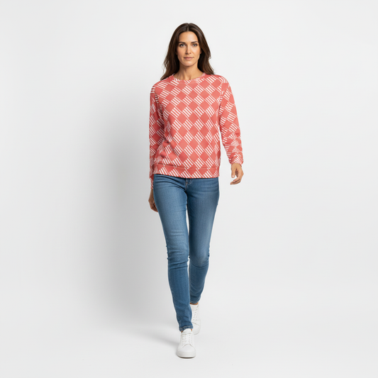 Women's All-Over Print Recycled Unisex Sweatshirt Love Pattern Stripes Geraldine Pink