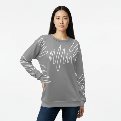 Women's All-Over Print Recycled Unisex Sweatshirt Athletic Pattern Free Lines Nobel Gray