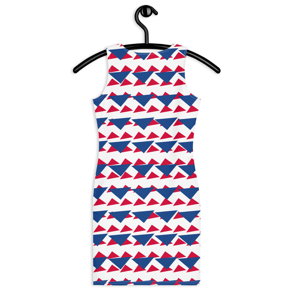 All-Over Print Bodycon Dress Geometric Triangles III Dark Cerulean/Crimson