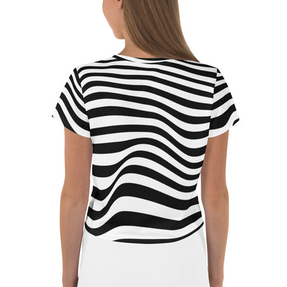 All-Over Print Wide Groovy Lines Crop Tee