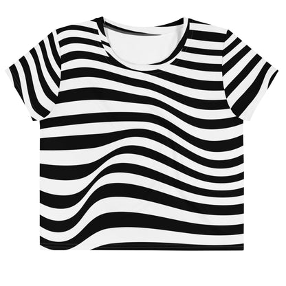 All-Over Print Wide Groovy Lines Crop Tee