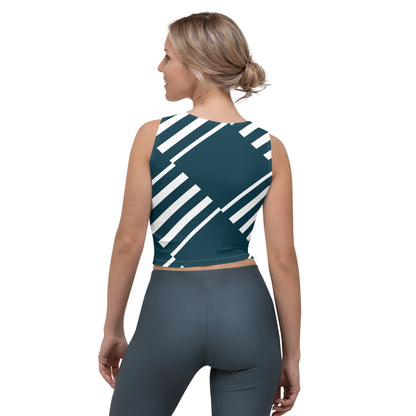 Crop Top Love Pattern Stripes Blue Whale