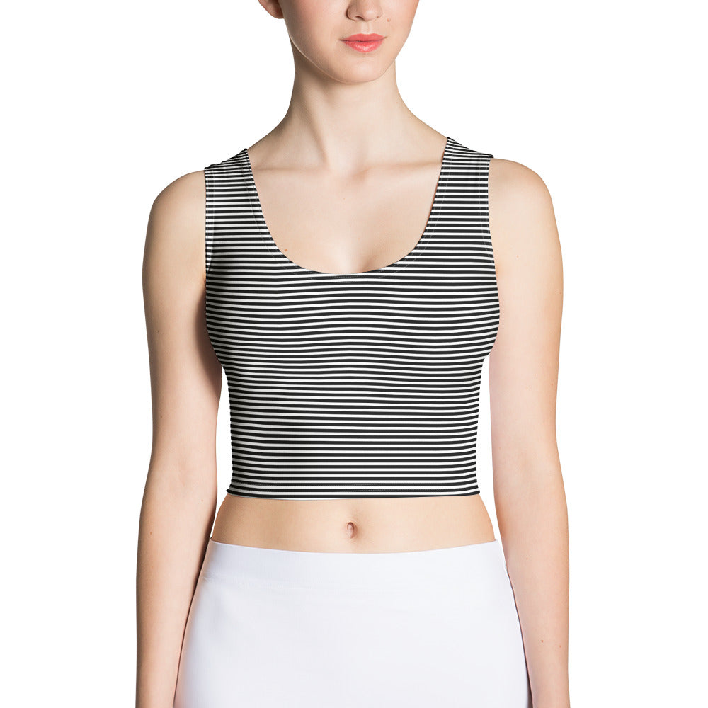 Crop Top Black and White Narrow Stripes