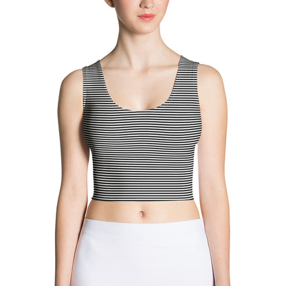 Crop Top Black and White Narrow Stripes