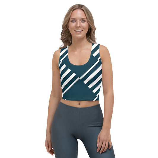 Crop Top Love Pattern Stripes Blue Whale
