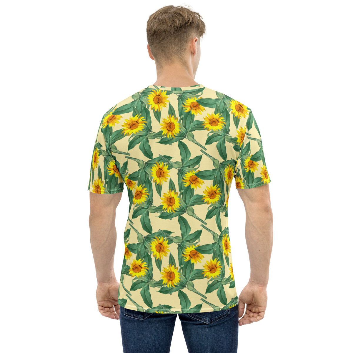 Men's All-Over Print Crew Neck T-Shirt Sunflowers