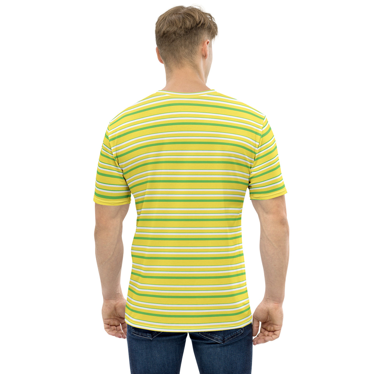 Men's All-Over Print Crew Neck T-Shirt Stripes Paris Daisy Yellow I