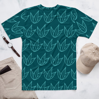 All-Over Print Men's Crew Neck T-Shirt Viking Color Three-Leaves Flowers Sherpa Blue