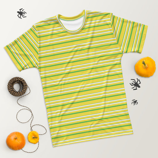 Men's All-Over Print Crew Neck T-Shirt Stripes Paris Daisy Yellow I