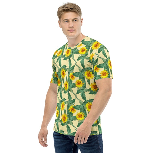 Men's All-Over Print Crew Neck T-Shirt Sunflowers
