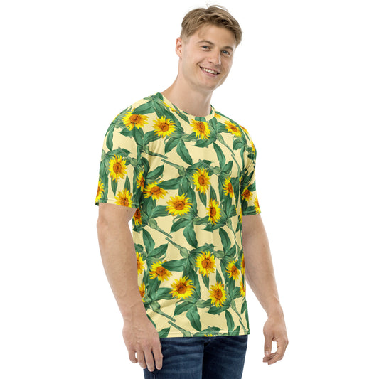 Men's All-Over Print Crew Neck T-Shirt Sunflowers