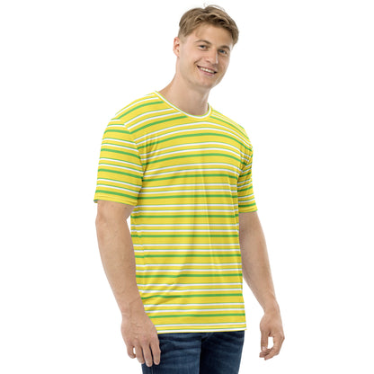 Men's All-Over Print Crew Neck T-Shirt Stripes Paris Daisy Yellow I