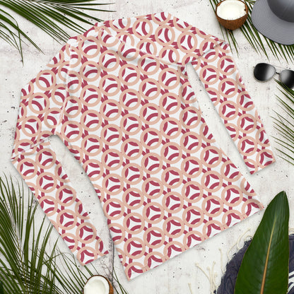 Men's All-Over Print Rash Guard Circle Zinnwaldite and Hippie Pink