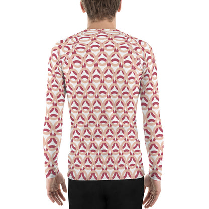 Men's All-Over Print Rash Guard Circle Zinnwaldite and Hippie Pink