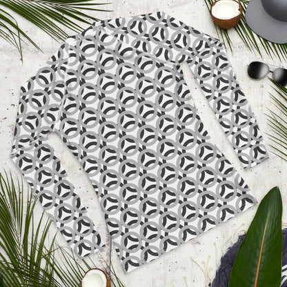 Men's All-Over Print  Rash Guard Circle Thick Silver and Eclipse