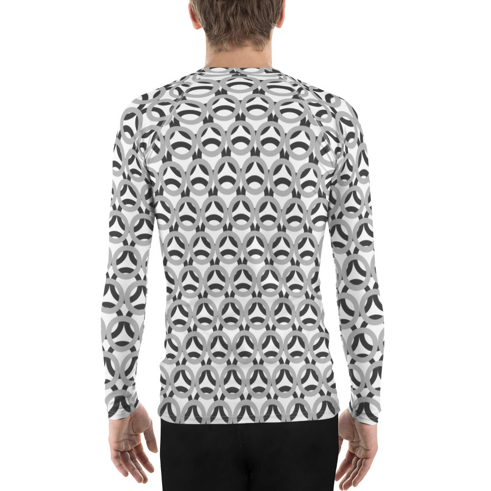 Men's All-Over Print  Rash Guard Circle Thick Silver and Eclipse