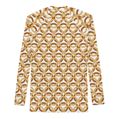 Men's All-Over Print Rash Guard Circle Thick Fawn and Rich Gold