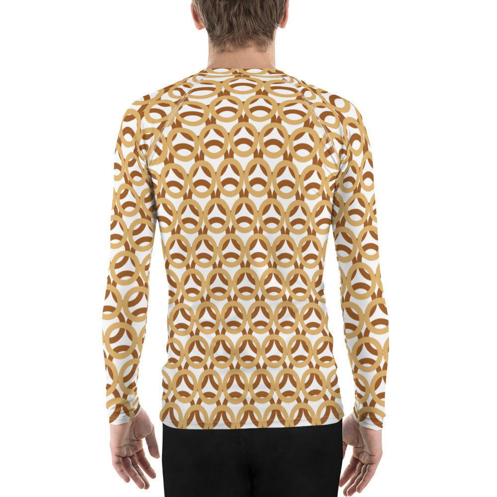 Men's All-Over Print Rash Guard Circle Thick Fawn and Rich Gold
