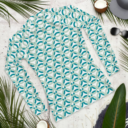Men's All-Over Print Rash Guard Rings Edgewater and Eastern Blue