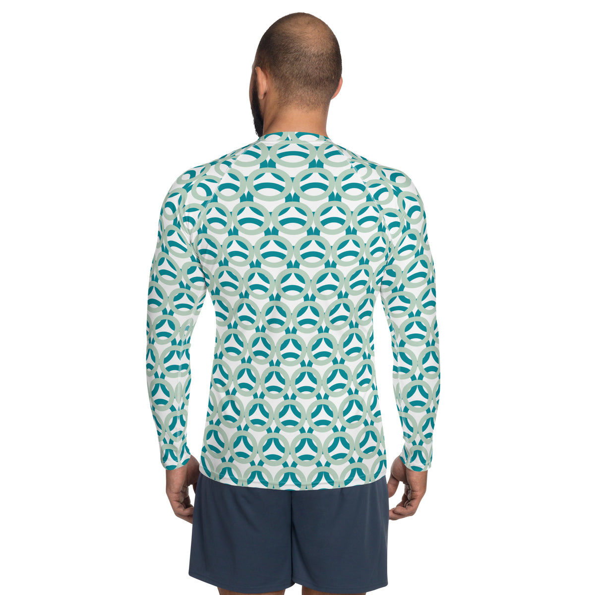 Men's All-Over Print Rash Guard Rings Edgewater and Eastern Blue