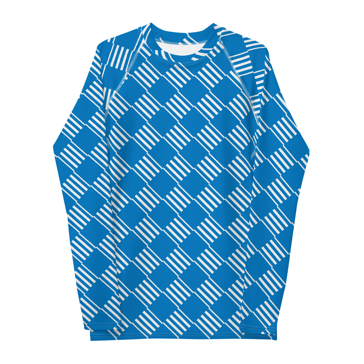 Men's All-Over Print Rash Guard Love Pattern Stripes Diamonds Navy Blue