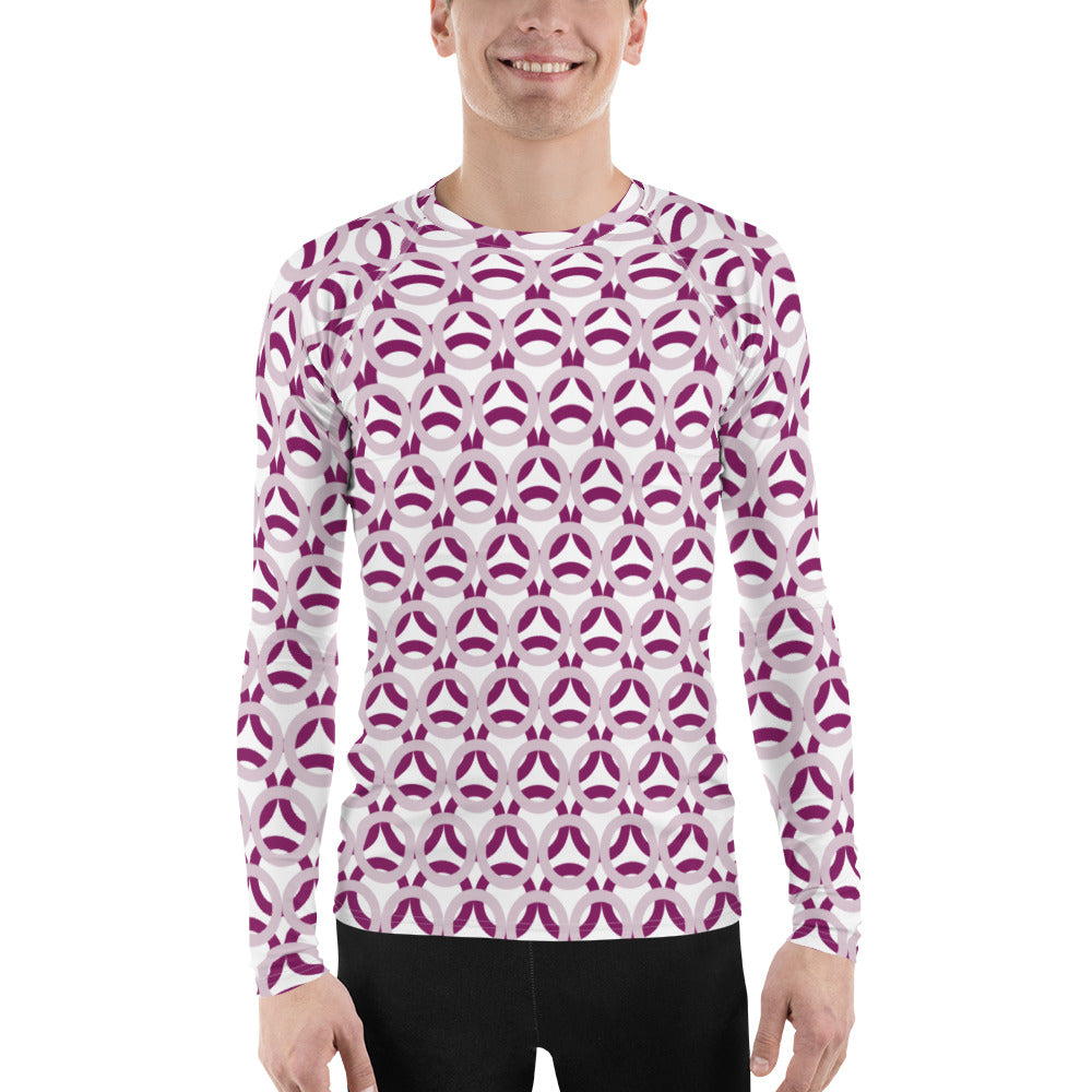 Men's All-Over Print Men's Rash Guard Circle Pale Twilight and Eggplant Violet