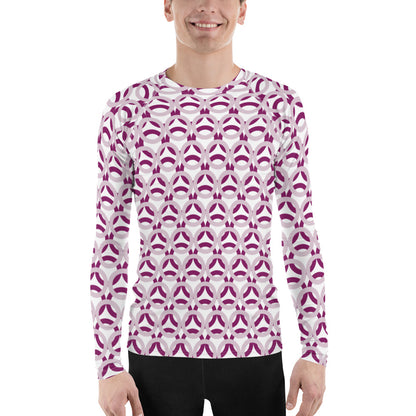 Men's All-Over Print Men's Rash Guard Circle Pale Twilight and Eggplant Violet
