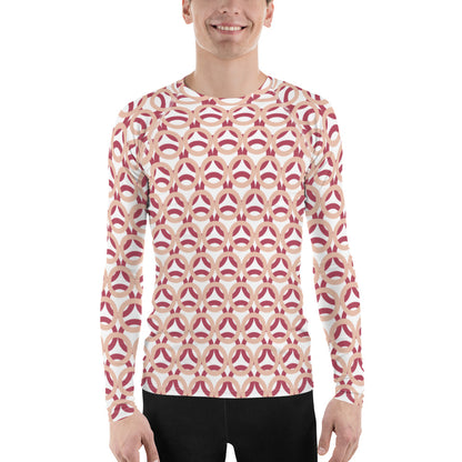 Men's All-Over Print Rash Guard Circle Zinnwaldite and Hippie Pink