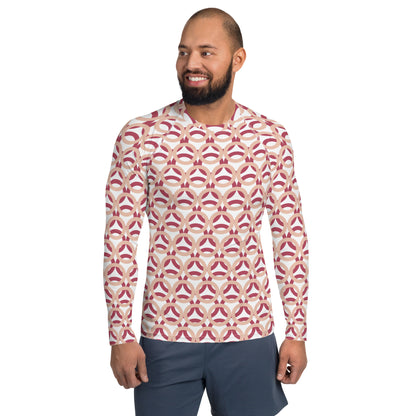 Men's All-Over Print Rash Guard Circle Zinnwaldite and Hippie Pink
