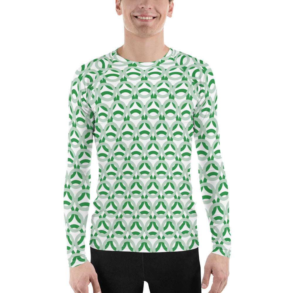 Men's All-Over Print Rash Guard Circle Thick Edgewater and Sea Green